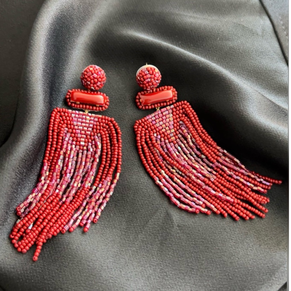 Deepa Gurnani Elegant Marion Beaded Fringe Earrings